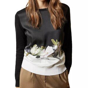 Ted Baker Bellae Floral Print Combo Sweater